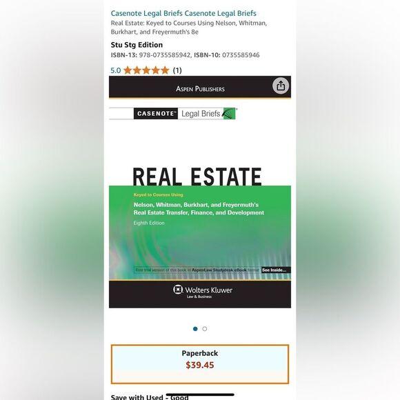 Casenote Legal Briefs Real Estate Tranfer Finance & Development 8th Edition - Picture 3 of 6